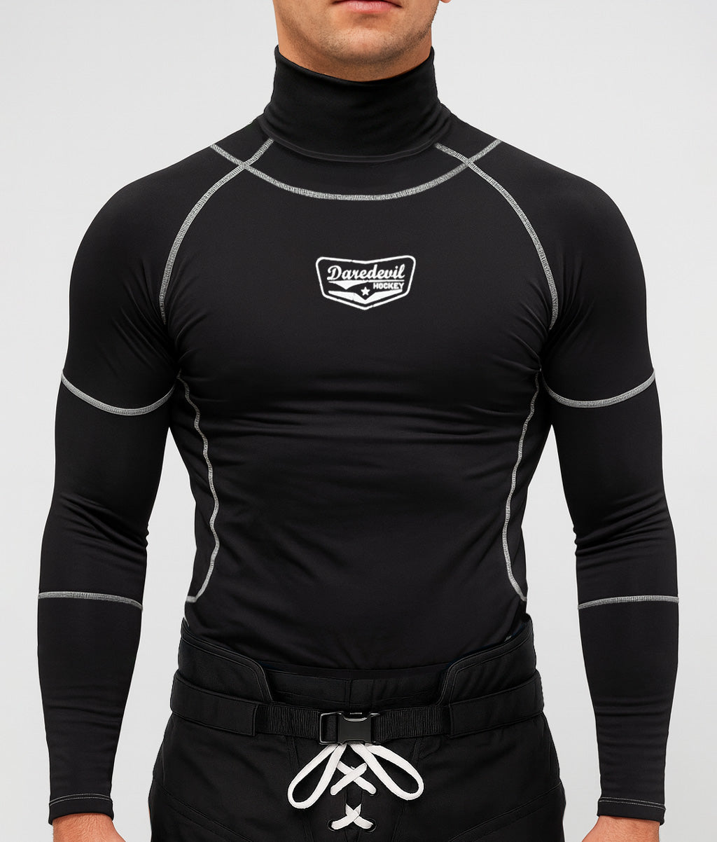NEW – Adult Daredevil Hockey Ronan Integrated Neck Guard Compression Shirt (BNQ/CE Certified)