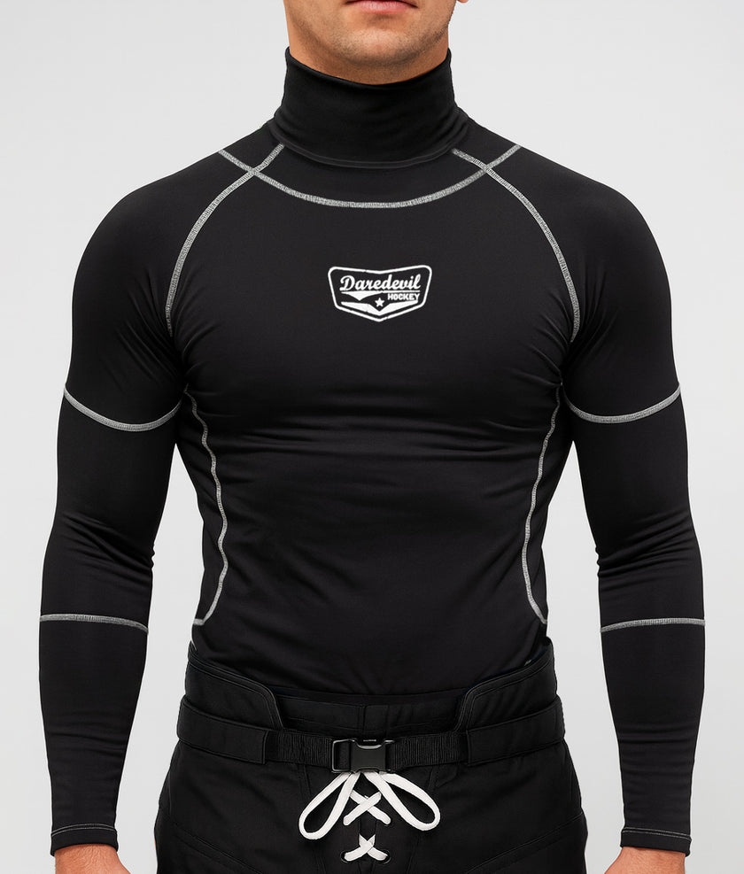 NEW – Adult Daredevil Hockey Ronan Integrated Neck Guard Compression Shirt (BNQ/CE Certified)