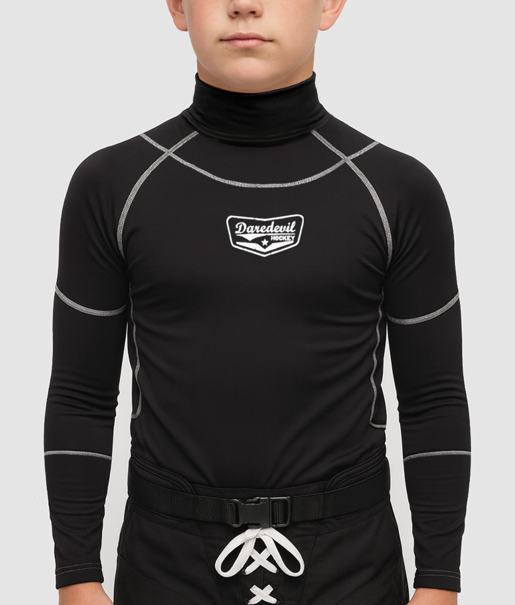 NEW – Youth Daredevil Hockey Ronan Integrated Neck Guard Compression Shirt (BNQ/CE Certified)