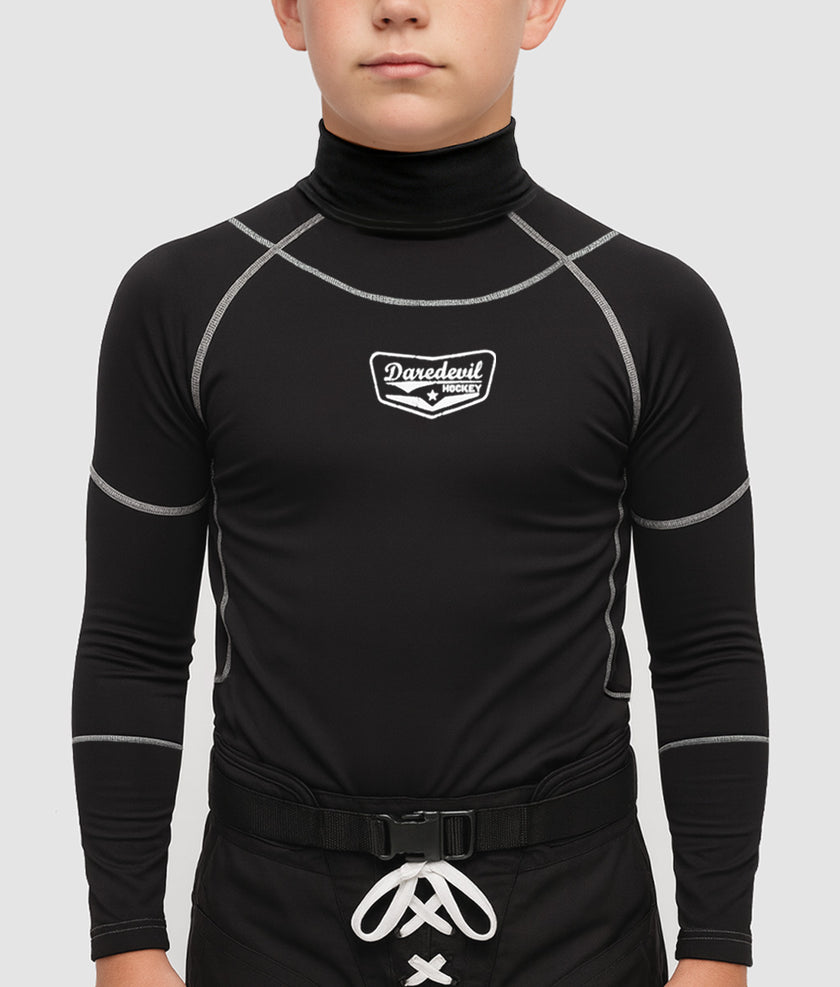 NEW – Youth Daredevil Hockey Ronan Integrated Neck Guard Compression Shirt (BNQ/CE Certified)